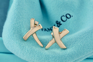 Tiffany & Co. Paloma Picasso 18Kt. Gold X Kiss Stud Earrings