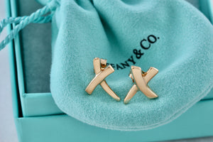 Tiffany & Co. Paloma Picasso 18Kt. Gold X Kiss Stud Earrings