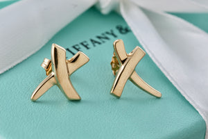 Tiffany & Co. Paloma Picasso 18Kt. Gold X Kiss Stud Earrings