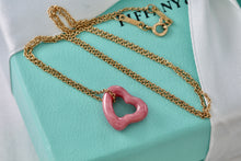 Load image into Gallery viewer, Tiffany &amp; Co. Elsa Peretti Pink Rhodonite Open Heart 18Kt. Gold Chain Necklace
