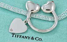 Load image into Gallery viewer, Tiffany &amp; Co. Silver Double Puffy Heart Keyring Heart Charm Keychain Vintage
