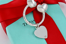 Load image into Gallery viewer, Tiffany &amp; Co. Silver Double Puffy Heart Keyring Heart Charm Keychain Vintage
