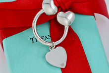 Load image into Gallery viewer, Tiffany &amp; Co. Silver Double Puffy Heart Keyring Heart Charm Keychain Vintage
