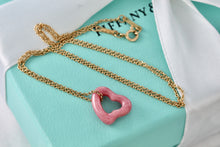 Load image into Gallery viewer, Tiffany &amp; Co. Elsa Peretti Pink Rhodonite Open Heart 18Kt. Gold Chain Necklace
