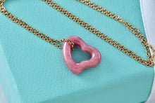 Load image into Gallery viewer, Tiffany &amp; Co. Elsa Peretti Pink Rhodonite Open Heart 18Kt. Gold Chain Necklace
