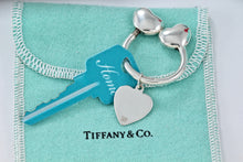 Load image into Gallery viewer, Tiffany &amp; Co. Silver Double Puffy Heart Keyring Heart Charm Keychain Vintage
