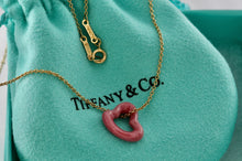 Load image into Gallery viewer, Tiffany &amp; Co. Elsa Peretti Pink Rhodonite Open Heart 18Kt. Gold Chain Necklace
