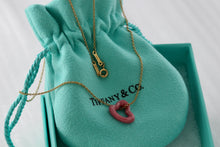 Load image into Gallery viewer, Tiffany &amp; Co. Elsa Peretti Pink Rhodonite Open Heart 18Kt. Gold Chain Necklace
