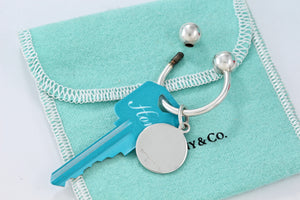 Tiffany & Co. Silver Vintage Round Tag Key Chain