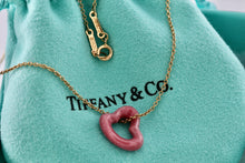 Load image into Gallery viewer, Tiffany &amp; Co. Elsa Peretti Pink Rhodonite Open Heart 18Kt. Gold Chain Necklace
