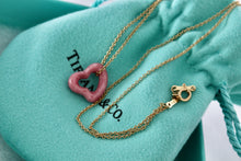 Load image into Gallery viewer, Tiffany &amp; Co. Elsa Peretti Pink Rhodonite Open Heart 18Kt. Gold Chain Necklace
