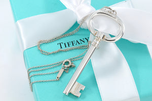 Tiffany & Co. Silver Large Oval Key Pendant Necklace