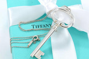 Tiffany & Co. Silver Large Oval Key Pendant Necklace