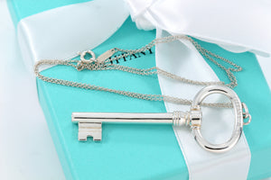 Tiffany & Co. Silver Large Oval Key Pendant Necklace