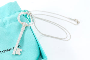 Tiffany & Co. Silver Large Oval Key Pendant Necklace