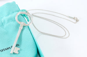 Tiffany & Co. Silver Large Oval Key Pendant Necklace