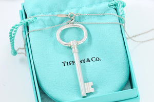 Tiffany & Co. Silver Large Oval Key Pendant Necklace