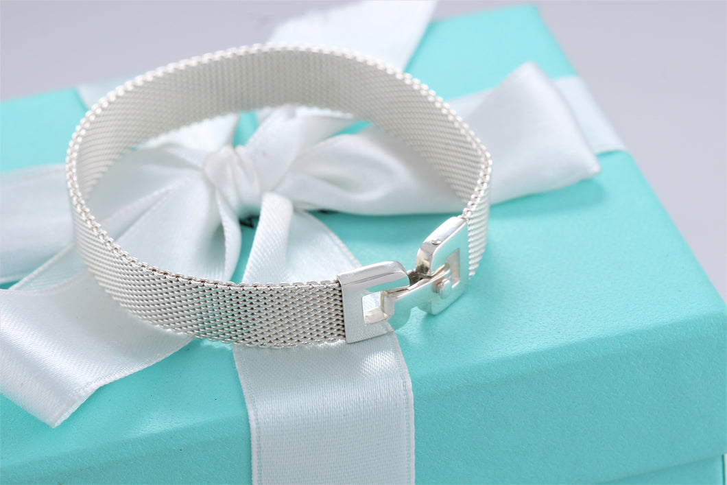 Tiffany & Co. Mesh Silver Buckle Clasp Bracelet