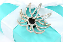 Load image into Gallery viewer, Tiffany &amp; Co. Silver Black Onyx Gemstone Fireworks Spider Flower Pin Brooch
