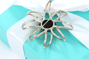 Tiffany & Co. Silver Black Onyx Gemstone Fireworks Spider Flower Pin Brooch