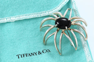 Tiffany & Co. Silver Black Onyx Gemstone Fireworks Spider Flower Pin Brooch