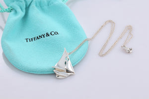 Tiffany & Co. Silver Sailboat Pendant Necklace Vintage