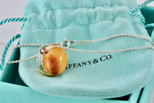 Load image into Gallery viewer, Tiffany &amp; Co. Silver Enamel Peach Fruit Pendant 16&quot; Necklace RARE
