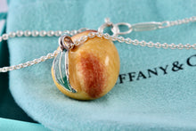 Load image into Gallery viewer, Tiffany &amp; Co. Silver Enamel Peach Fruit Pendant 16&quot; Necklace RARE
