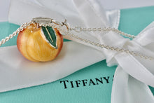 Load image into Gallery viewer, Tiffany &amp; Co. Silver Enamel Peach Fruit Pendant 16&quot; Necklace RARE
