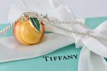 Load image into Gallery viewer, Tiffany &amp; Co. Silver Enamel Peach Fruit Pendant 16&quot; Necklace RARE
