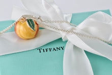 Load image into Gallery viewer, Tiffany &amp; Co. Silver Enamel Peach Fruit Pendant 16&quot; Necklace RARE
