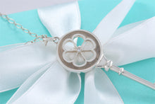Load image into Gallery viewer, Tiffany &amp; Co. Silver Large Daisy Blossom Flower Key on Oval Link Chain Necklace
