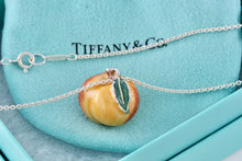 Load image into Gallery viewer, Tiffany &amp; Co. Silver Enamel Peach Fruit Pendant 16&quot; Necklace RARE
