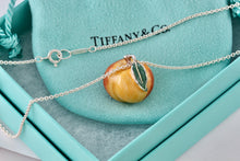 Load image into Gallery viewer, Tiffany &amp; Co. Silver Enamel Peach Fruit Pendant 16&quot; Necklace RARE
