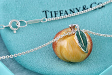 Load image into Gallery viewer, Tiffany &amp; Co. Silver Enamel Peach Fruit Pendant 16&quot; Necklace RARE
