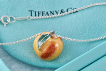 Load image into Gallery viewer, Tiffany &amp; Co. Silver Enamel Peach Fruit Pendant 16&quot; Necklace RARE
