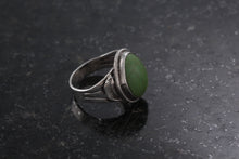 Load image into Gallery viewer, Native American Green Oval Turquoise Stone Sterling Silver Hand Made Ring Size 7
