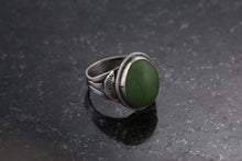 Load image into Gallery viewer, Native American Green Oval Turquoise Stone Sterling Silver Hand Made Ring Size 7
