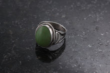 Load image into Gallery viewer, Native American Green Oval Turquoise Stone Sterling Silver Hand Made Ring Size 7
