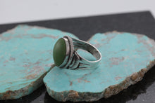 Load image into Gallery viewer, Native American Green Oval Turquoise Stone Sterling Silver Hand Made Ring Size 7
