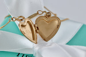 Tiffany & Co. Vintage 14Kt. Gold Heart Locket Pendant 18" Necklace