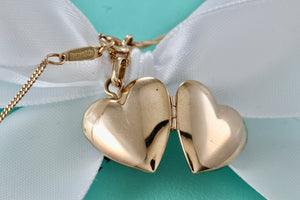 Tiffany & Co. Vintage 14Kt. Gold Heart Locket Pendant 18" Necklace