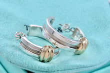 Load image into Gallery viewer, Tiffany &amp; Co. Atlas 18K Gold Silver Shrimp Groove Wide Hoop Earrings
