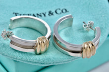 Load image into Gallery viewer, Tiffany &amp; Co. Atlas 18K Gold Silver Shrimp Groove Wide Hoop Earrings
