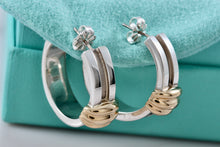 Load image into Gallery viewer, Tiffany &amp; Co. Atlas 18K Gold Silver Shrimp Groove Wide Hoop Earrings
