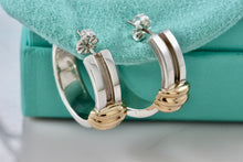 Load image into Gallery viewer, Tiffany &amp; Co. Atlas 18K Gold Silver Shrimp Groove Wide Hoop Earrings
