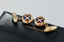 Load image into Gallery viewer, Tiffany &amp; Co. Vintage 14Kt. Gold Enamel Nautical Flag Mens Cufflinks
