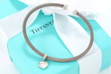 Load image into Gallery viewer, Tiffany &amp; Co. Mesh Silver Dangling Heart Cuff Bracelet
