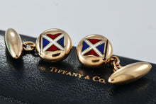 Load image into Gallery viewer, Tiffany &amp; Co. Vintage 14Kt. Gold Enamel Nautical Flag Mens Cufflinks
