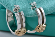 Load image into Gallery viewer, Tiffany &amp; Co. Atlas 18K Gold Silver Shrimp Groove Wide Hoop Earrings
